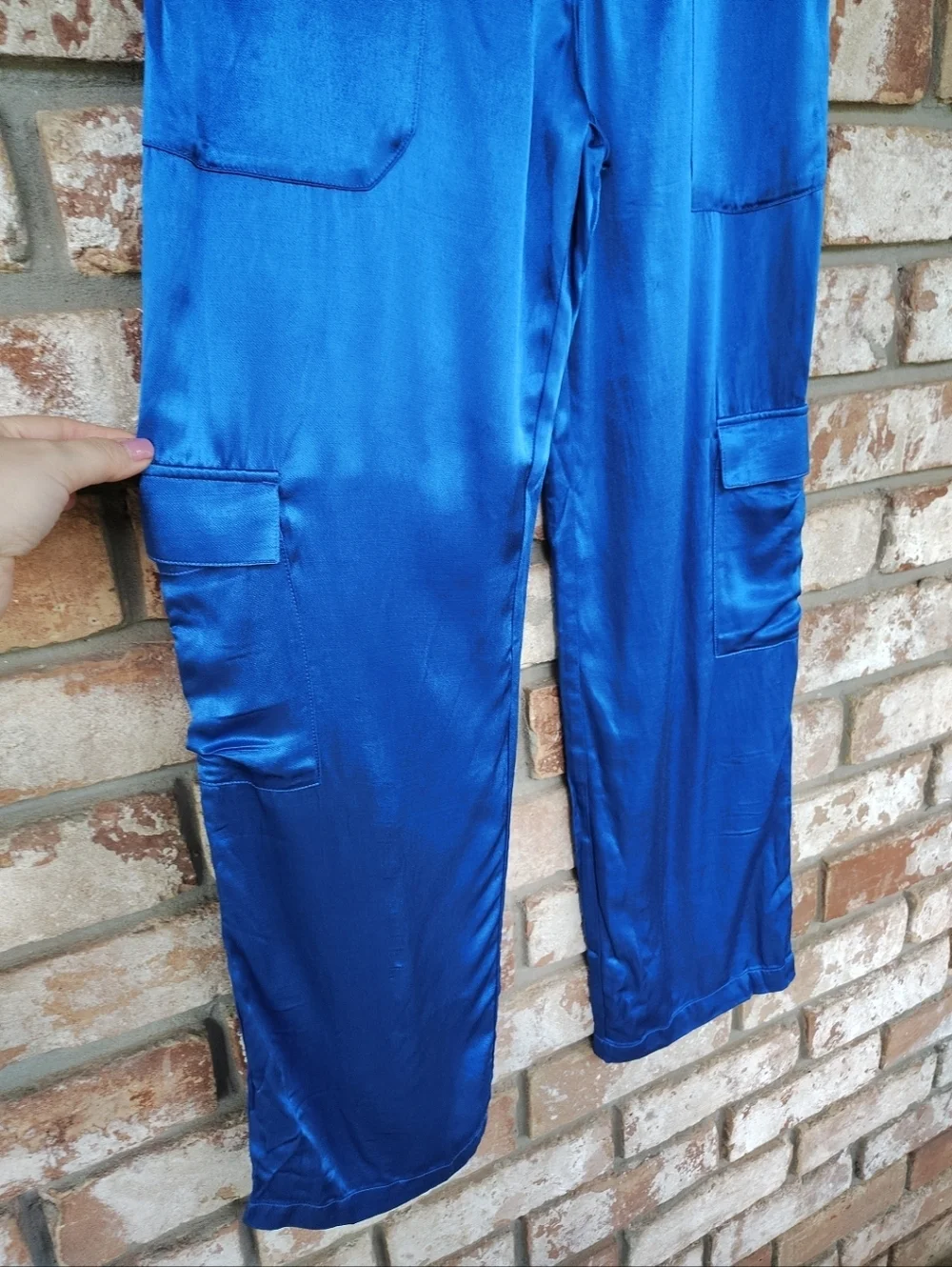 YFB Young Fabulous & Broke NWT  Royal Blue Satin Jogger Pants Sz S Indie Sleeze